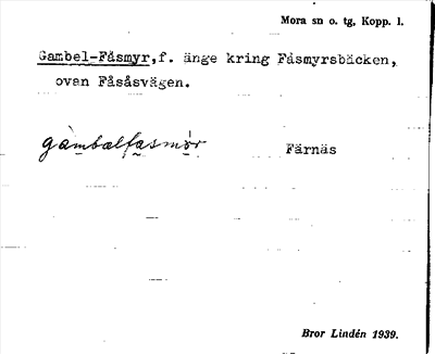 Bild på arkivkortet för arkivposten Gambel-Fåsmyr