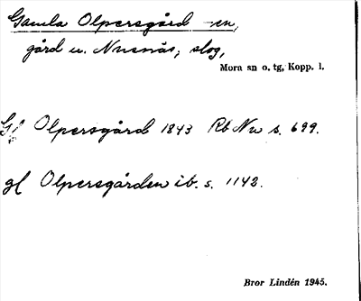 Bild på arkivkortet för arkivposten Gamla Olpersgård -en