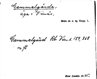 Bild på arkivkortet för arkivposten Gammelgärde