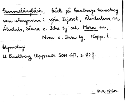 Bild på arkivkortet för arkivposten Gammelängbäck