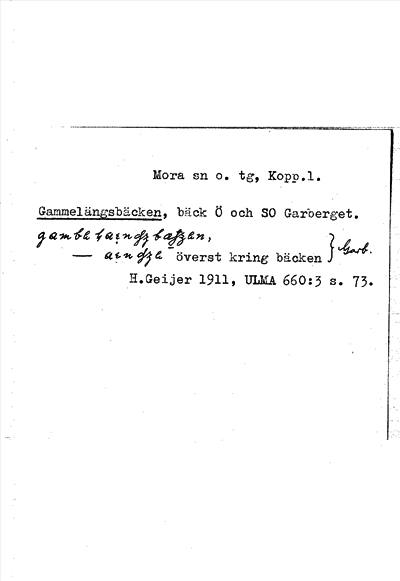 Bild på arkivkortet för arkivposten Gammelängsbäcken