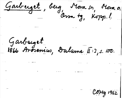 Bild på arkivkortet för arkivposten Garberget