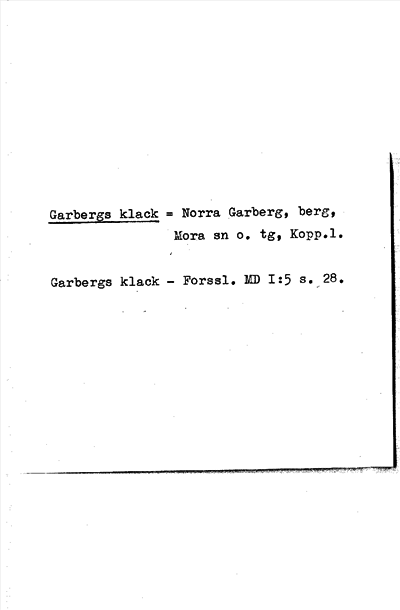 Bild på arkivkortet för arkivposten Garbergs klack = Norra Barberg