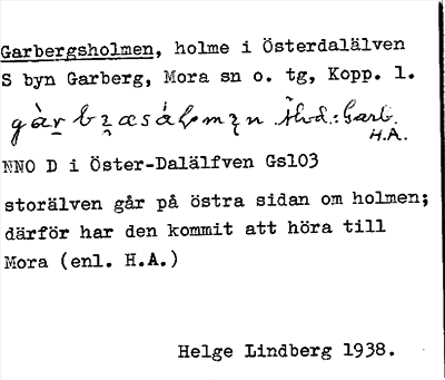Bild på arkivkortet för arkivposten Garbergsholmen