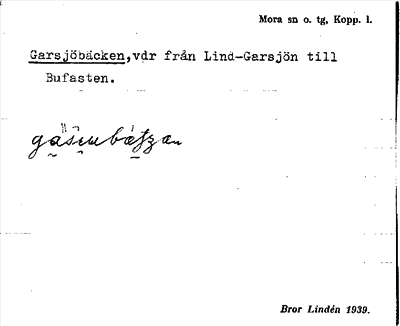 Bild på arkivkortet för arkivposten Garsjöbäcken
