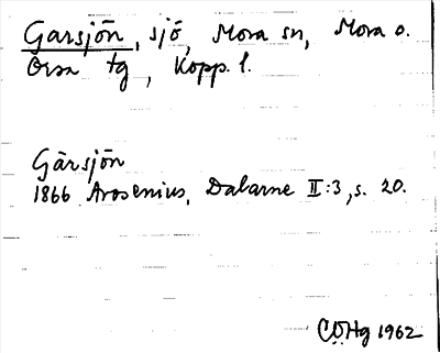 Bild på arkivkortet för arkivposten Garsjön