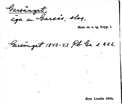 Bild på arkivkortet för arkivposten Garsänget