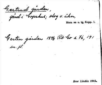 Bild på arkivkortet för arkivposten Gertrud gården