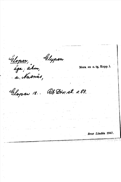 Bild på arkivkortet för arkivposten Glopen