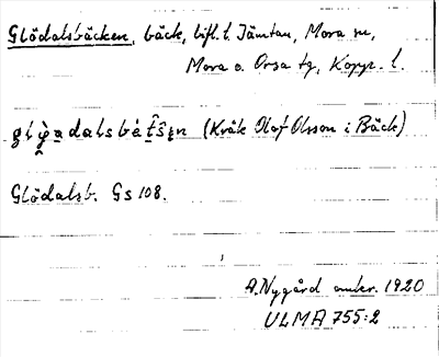 Bild på arkivkortet för arkivposten Glödalsbäcken