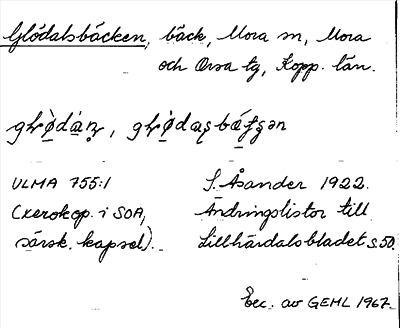 Bild på arkivkortet för arkivposten Glödalsbäcken