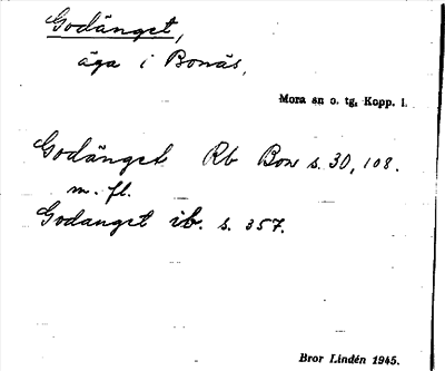 Bild på arkivkortet för arkivposten Godänget