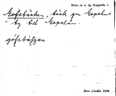 Bild på arkivkortet för arkivposten Gofsbäcken