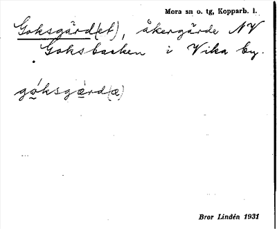Bild på arkivkortet för arkivposten Goksgärd(et)