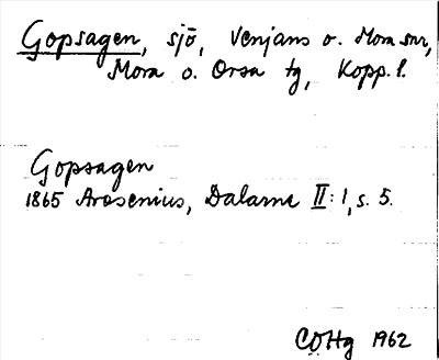 Bild på arkivkortet för arkivposten Gopsagen