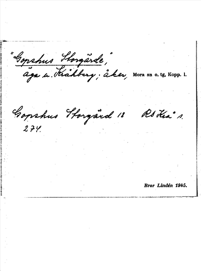 Bild på arkivkortet för arkivposten »Gopshus Storgärde»