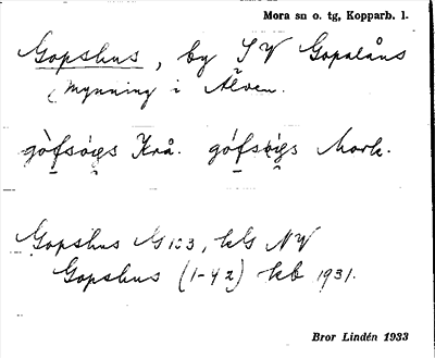 Bild på arkivkortet för arkivposten Gopshus
