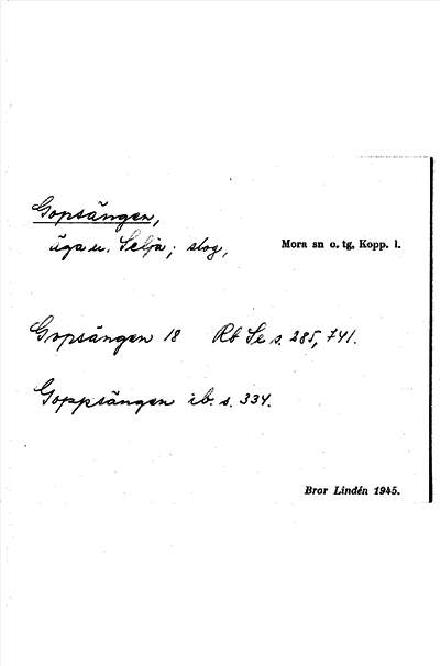Bild på arkivkortet för arkivposten Gopsängen