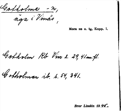Bild på arkivkortet för arkivposten Gotholme -n