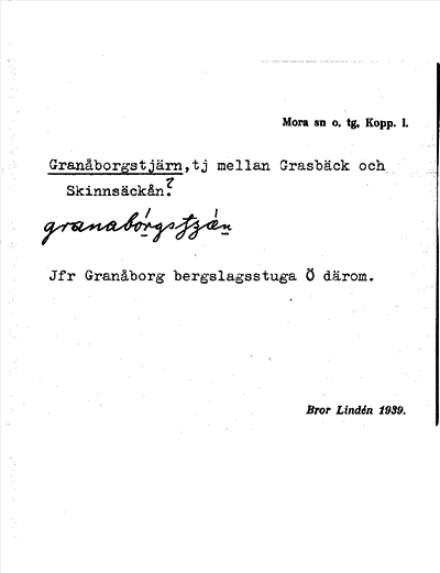 Bild på arkivkortet för arkivposten Granåborgstjärn