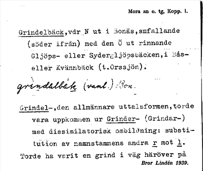 Bild på arkivkortet för arkivposten Grindelbäck