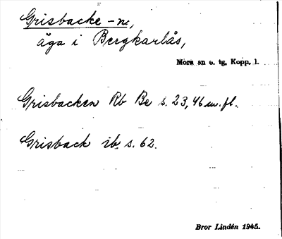 Bild på arkivkortet för arkivposten Grisbacke -n