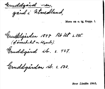 Bild på arkivkortet för arkivposten Gruddgård -en