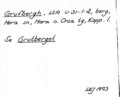 Bild på arkivkortet för arkivposten Grufbergh, se Grutberget