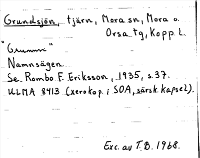 Bild på arkivkortet för arkivposten Grundsjön