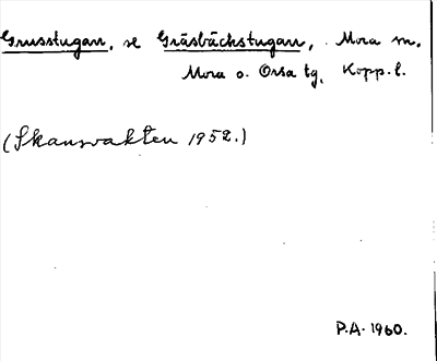 Bild på arkivkortet för arkivposten Grusstugan, se Gräsbäckstugan