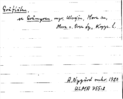 Bild på arkivkortet för arkivposten Gråflöten, se Gråmyren