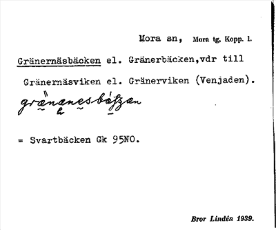 Bild på arkivkortet för arkivposten Gränernäsbäcken