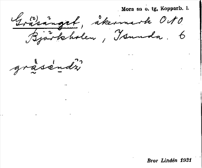 Bild på arkivkortet för arkivposten Gräsänget