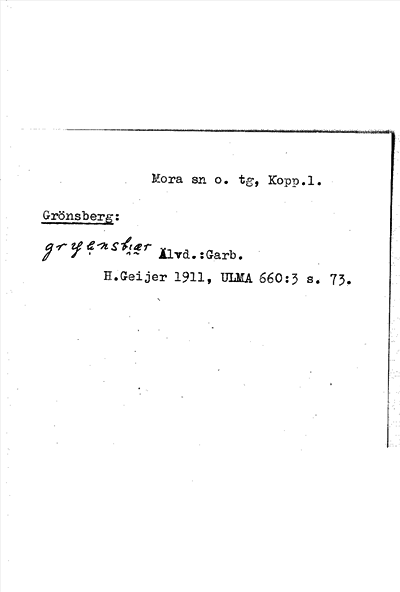 Bild på arkivkortet för arkivposten Grönsberg