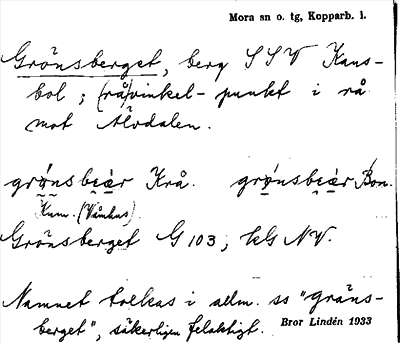 Bild på arkivkortet för arkivposten Grönsberget