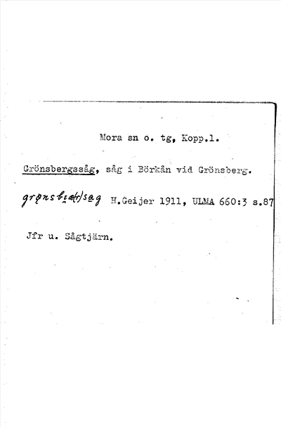 Bild på arkivkortet för arkivposten Grönsbergssåg