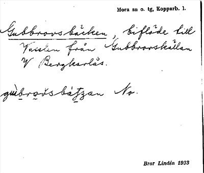 Bild på arkivkortet för arkivposten Gubbrovsbäcken
