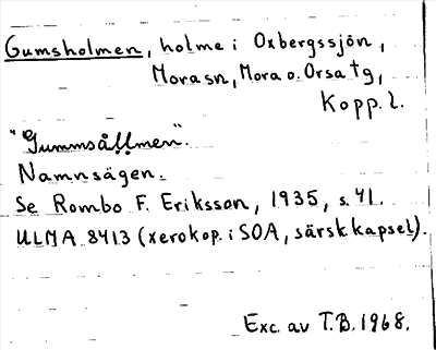 Bild på arkivkortet för arkivposten Gumsholmen
