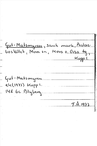 Bild på arkivkortet för arkivposten Gut-Matsmyren