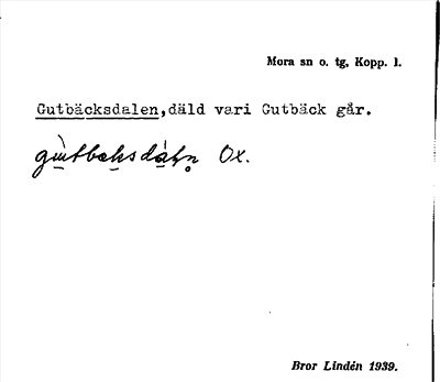 Bild på arkivkortet för arkivposten Gutbäcksdalen