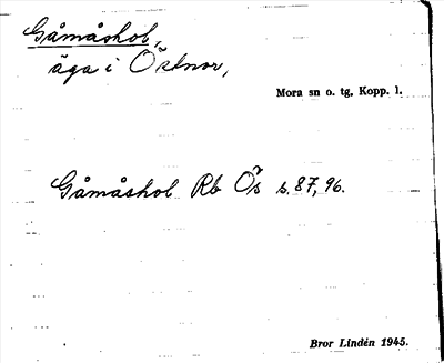 Bild på arkivkortet för arkivposten Gåmåshol