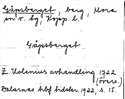Bild på arkivkortet för arkivposten Gåpsberget