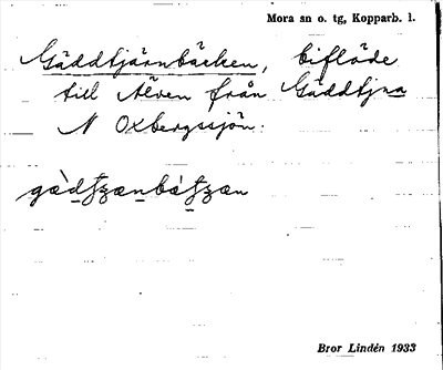 Bild på arkivkortet för arkivposten Gäddtjärnbäcken