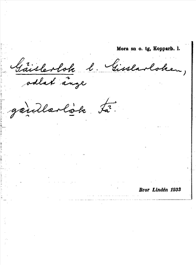 Bild på arkivkortet för arkivposten Gäislerlok l. Gisslarloken