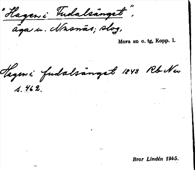 Bild på arkivkortet för arkivposten »Hagen i Fudalsänget»