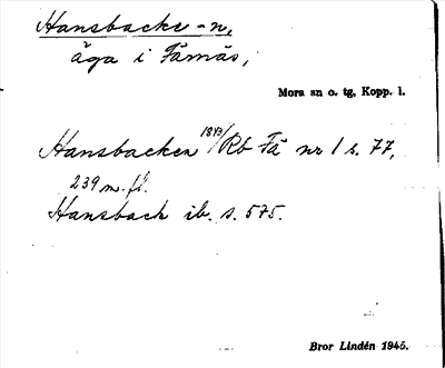 Bild på arkivkortet för arkivposten Hansbacke -n