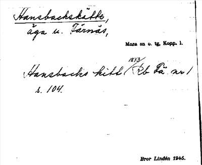Bild på arkivkortet för arkivposten Hansbackskätte