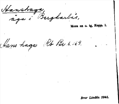 Bild på arkivkortet för arkivposten Hanshaga
