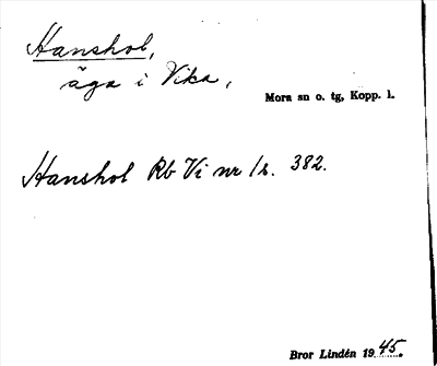 Bild på arkivkortet för arkivposten Hanshol