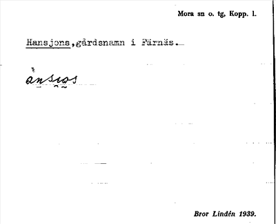 Bild på arkivkortet för arkivposten Hansjons